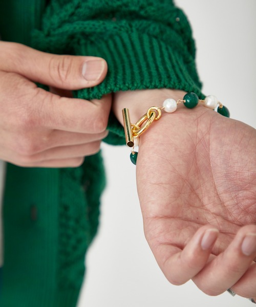 LiNoH(リノー)の「PEARL×NATURAL STONE BRACELET(ブレスレット・メンズ・ブルー/グリーン・FREE)」の15枚目の写真