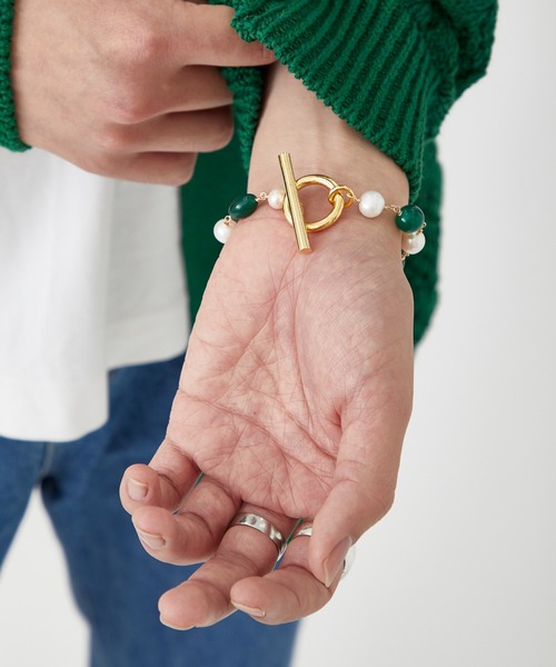 LiNoH(リノー)の「PEARL×NATURAL STONE BRACELET(ブレスレット・メンズ・ブルー/グリーン・FREE)」の20枚目の写真
