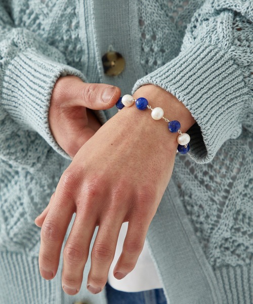 LiNoH(リノー)の「PEARL×NATURAL STONE BRACELET(ブレスレット・メンズ・ブルー/グリーン・FREE)」の5枚目の写真