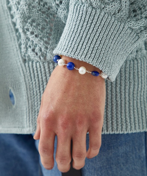 LiNoH(リノー)の「PEARL×NATURAL STONE BRACELET(ブレスレット・メンズ・ブルー/グリーン・FREE)」の12枚目の写真