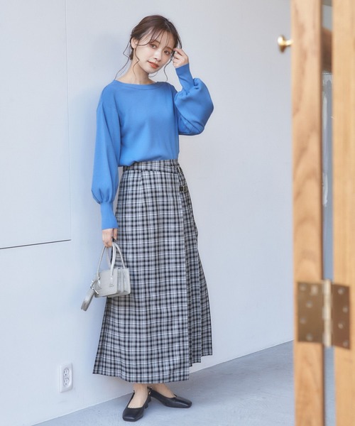 mysty woman（ミスティウーマン）の「【多色展開】ボリュームスリーブボートネックニット 273521（ニット/セーター・レディース・ブラック/ピンク/イエロー/ブルー/ライトグリーン/アイボリー/モカ/ラベンダー・FREE）」の13枚目の写真