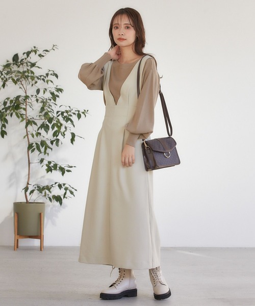 mysty woman（ミスティウーマン）の「【多色展開】ボリュームスリーブボートネックニット 273521（ニット/セーター・レディース・ブラック/ピンク/イエロー/ブルー/ライトグリーン/アイボリー/モカ/ラベンダー・FREE）」の18枚目の写真