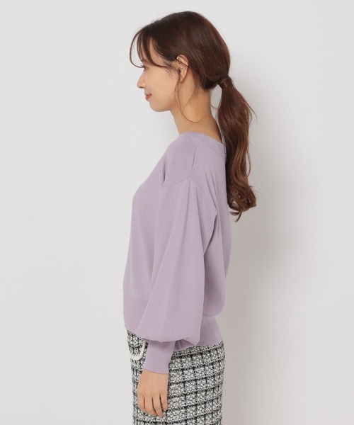 mysty woman（ミスティウーマン）の「【多色展開】ボリュームスリーブボートネックニット 273521（ニット/セーター・レディース・ブラック/ピンク/イエロー/ブルー/ライトグリーン/アイボリー/モカ/ラベンダー・FREE）」の21枚目の写真