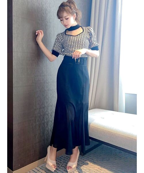 RESEXXY（リゼクシー）の「タイルデザインチョーカーニットトップス（ニット/セーター・レディース・ラベンダー/グリーン/ブラック・FREE）」の15枚目の写真