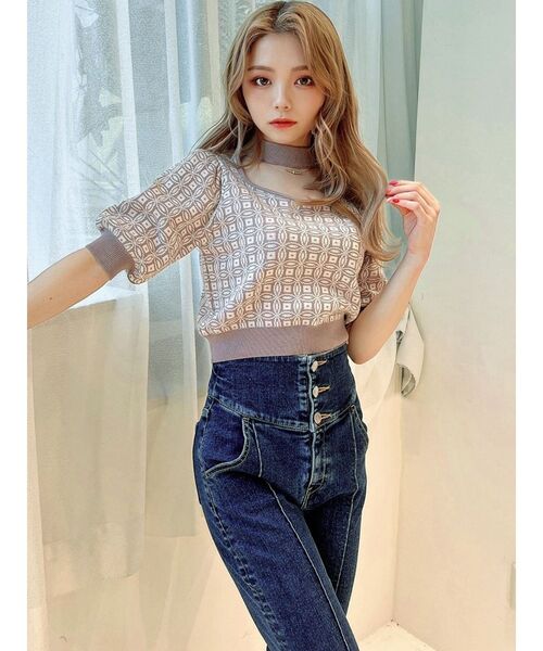 RESEXXY（リゼクシー）の「タイルデザインチョーカーニットトップス（ニット/セーター・レディース・ラベンダー/グリーン/ブラック・FREE）」の16枚目の写真