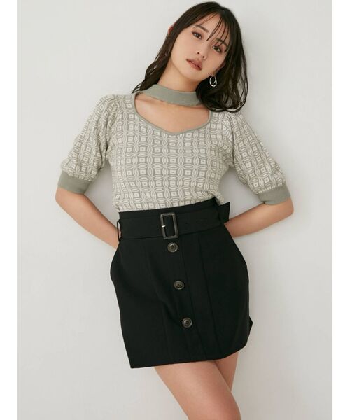 RESEXXY（リゼクシー）の「タイルデザインチョーカーニットトップス（ニット/セーター・レディース・ラベンダー/グリーン/ブラック・FREE）」の18枚目の写真