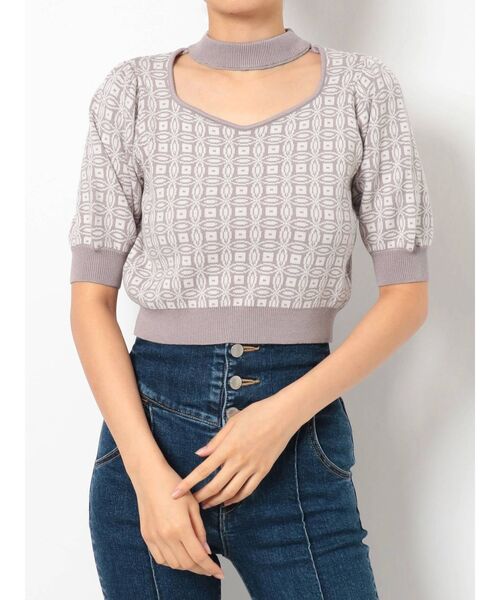 RESEXXY（リゼクシー）の「タイルデザインチョーカーニットトップス（ニット/セーター・レディース・ラベンダー/グリーン/ブラック・FREE）」の10枚目の写真