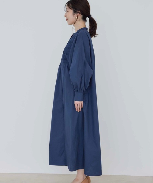 【WEB限定】レース切り替えバンドカラーシャツワンピース