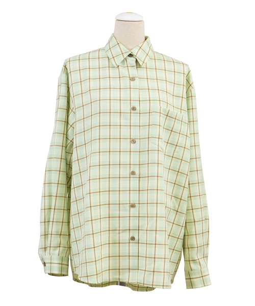 PUNYUS（プニュズ）の「オーバーチェックシャツ（シャツ/ブラウス・レディース・イエロー/ブルー/グリーン/オレンジ・4/2/3/1）」の10枚目の写真