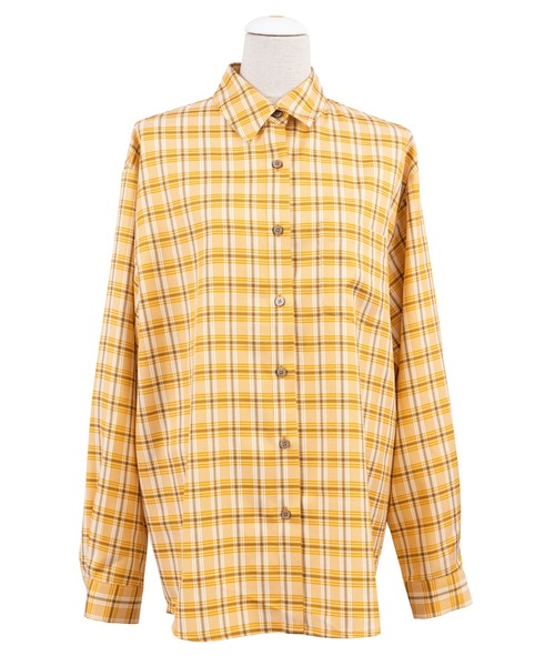 PUNYUS（プニュズ）の「オーバーチェックシャツ（シャツ/ブラウス・レディース・イエロー/ブルー/グリーン/オレンジ・4/2/3/1）」の12枚目の写真