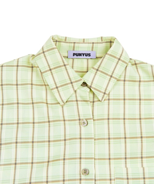 PUNYUS（プニュズ）の「オーバーチェックシャツ（シャツ/ブラウス・レディース・イエロー/ブルー/グリーン/オレンジ・4/2/3/1）」の15枚目の写真