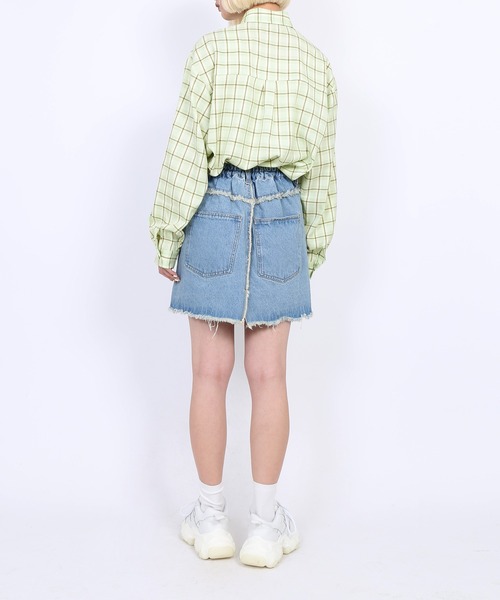 PUNYUS（プニュズ）の「オーバーチェックシャツ（シャツ/ブラウス・レディース・イエロー/ブルー/グリーン/オレンジ・4/2/3/1）」の8枚目の写真