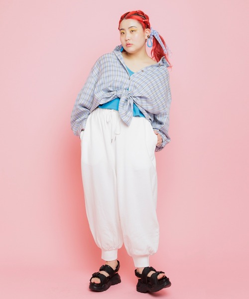 PUNYUS（プニュズ）の「オーバーチェックシャツ（シャツ/ブラウス・レディース・イエロー/ブルー/グリーン/オレンジ・4/2/3/1）」の22枚目の写真