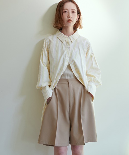 natural couture(ナチュラルクチュール)の「ピンタックデザインショートパンツ(その他パンツ・レディース・ブラック/ベージュ・FREE)」の1枚目の写真