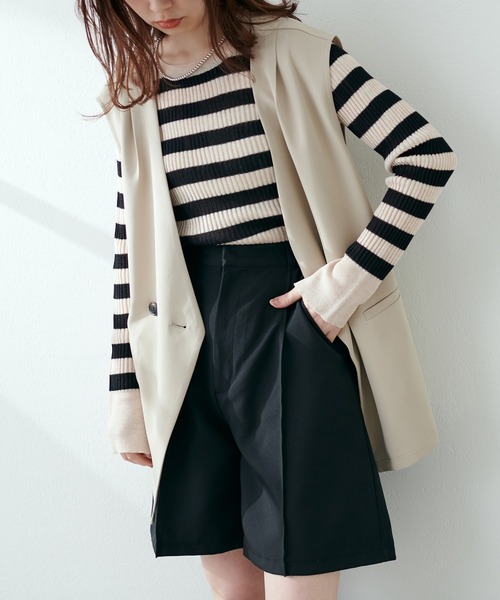 natural couture(ナチュラルクチュール)の「ピンタックデザインショートパンツ(その他パンツ・レディース・ブラック/ベージュ・FREE)」の9枚目の写真