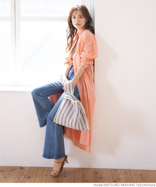 coca（coca）（コカ）の「ストライプジュートショッパーバッグ（トートバッグ・レディース・ブラック/アイボリー・ONE SIZE）」の11枚目の写真