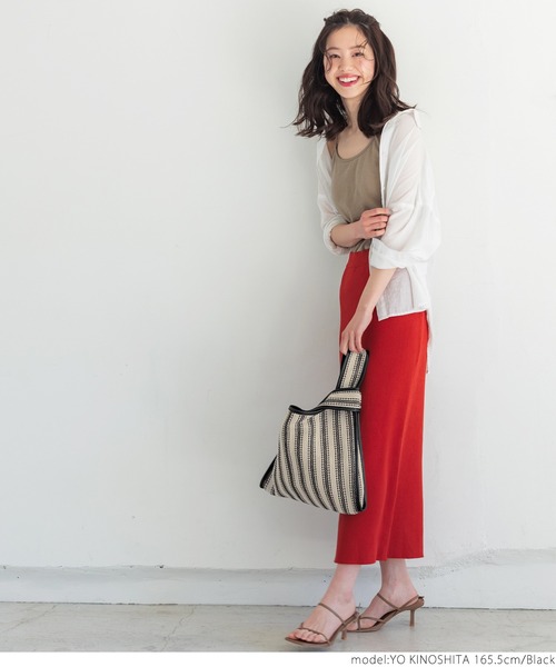 coca（coca）（コカ）の「ストライプジュートショッパーバッグ（トートバッグ・レディース・ブラック/アイボリー・ONE SIZE）」の6枚目の写真