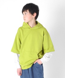 GLAZOS | ストレッチミニ裏毛・ドロップショルダーフェイクレイヤードパーカー(パーカー)