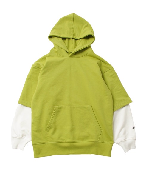 GLAZOS（グラソス）の「ストレッチミニ裏毛・ドロップショルダーフェイクレイヤードパーカー（パーカー・キッズ・ライトブルー/ブラック/グリーン系その他・130cm/140cm/150cm/160cm/170cm）」の10枚目の写真