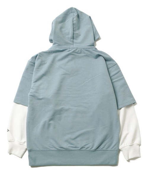 GLAZOS（グラソス）の「ストレッチミニ裏毛・ドロップショルダーフェイクレイヤードパーカー（パーカー・キッズ・ライトブルー/ブラック/グリーン系その他・130cm/140cm/150cm/160cm/170cm）」の13枚目の写真