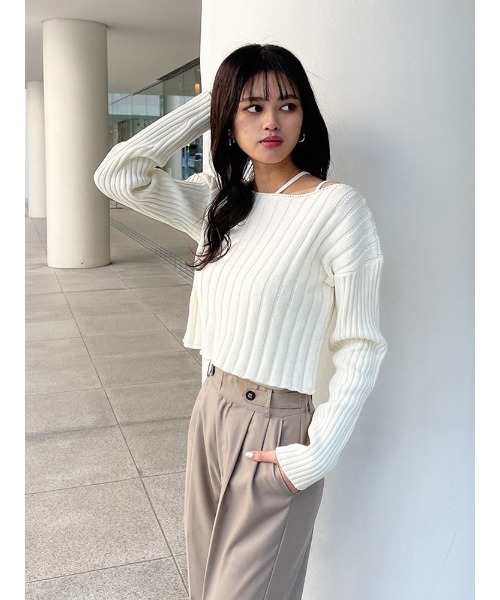 ENVYM（アンビー）の「イレギュラーストラップキャミ（キャミソール・レディース・ホワイト/ブルー/ブラック・FREE）」の8枚目の写真