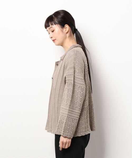 Samansa Mos2(サマンサ モスモス)の「透かしニットカーディガン(カーディガン/ボレロ・レディース・ベージュ/オフホワイト/ミント・フリ-)」の6枚目の写真