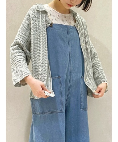 Samansa Mos2(サマンサ モスモス)の「透かしニットカーディガン(カーディガン/ボレロ・レディース・ベージュ/オフホワイト/ミント・フリ-)」の3枚目の写真