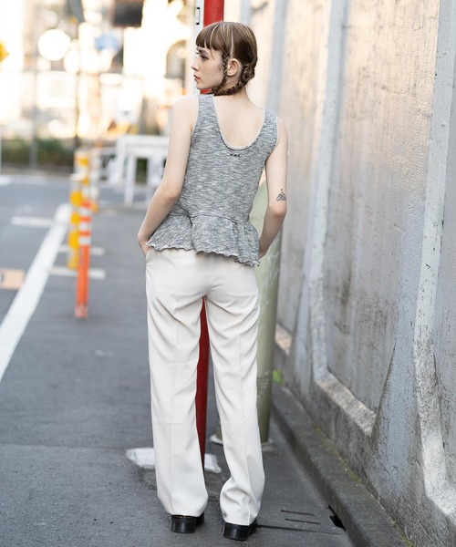 X-girl（エックスガール）の「MELANGE SWEAT TANK TOP（タンクトップ・レディース・アッシュ/ライトブルー/ブラウン・M/S）」の6枚目の写真