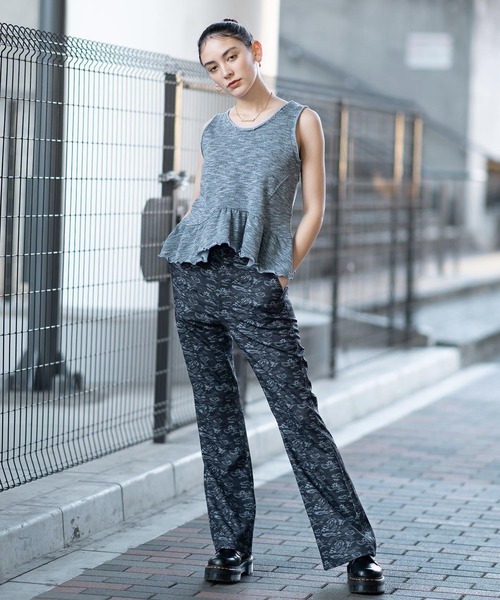 X-girl（エックスガール）の「MELANGE SWEAT TANK TOP（タンクトップ・レディース・アッシュ/ライトブルー/ブラウン・M/S）」の8枚目の写真