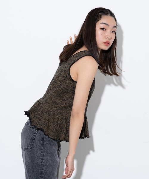 X-girl（エックスガール）の「MELANGE SWEAT TANK TOP（タンクトップ・レディース・アッシュ/ライトブルー/ブラウン・M/S）」の20枚目の写真