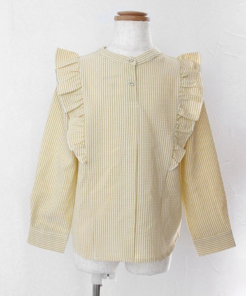 lulpini（ルルピー二）の「kids ストライプフリルブラウス（シャツ/ブラウス・キッズ・ミント/イエロー・S/M/L）」の9枚目の写真