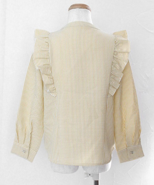 lulpini（ルルピー二）の「kids ストライプフリルブラウス（シャツ/ブラウス・キッズ・ミント/イエロー・S/M/L）」の11枚目の写真