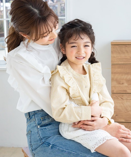 lulpini（ルルピー二）の「kids ストライプフリルブラウス（シャツ/ブラウス・キッズ・ミント/イエロー・S/M/L）」の5枚目の写真