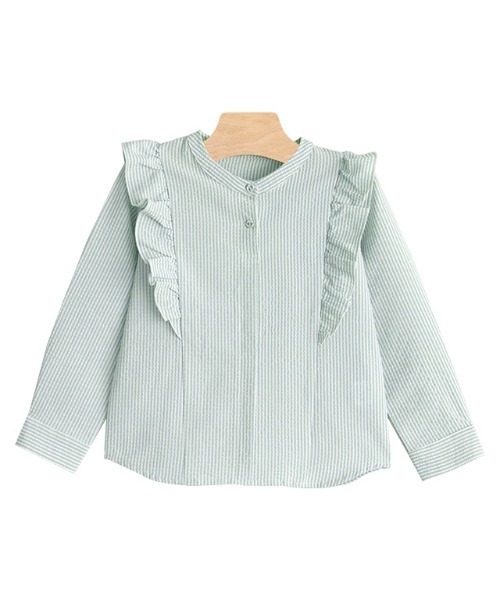 lulpini（ルルピー二）の「kids ストライプフリルブラウス（シャツ/ブラウス・キッズ・ミント/イエロー・S/M/L）」の14枚目の写真