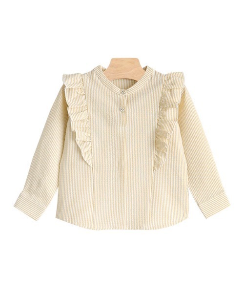 lulpini（ルルピー二）の「kids ストライプフリルブラウス（シャツ/ブラウス・キッズ・ミント/イエロー・S/M/L）」の15枚目の写真