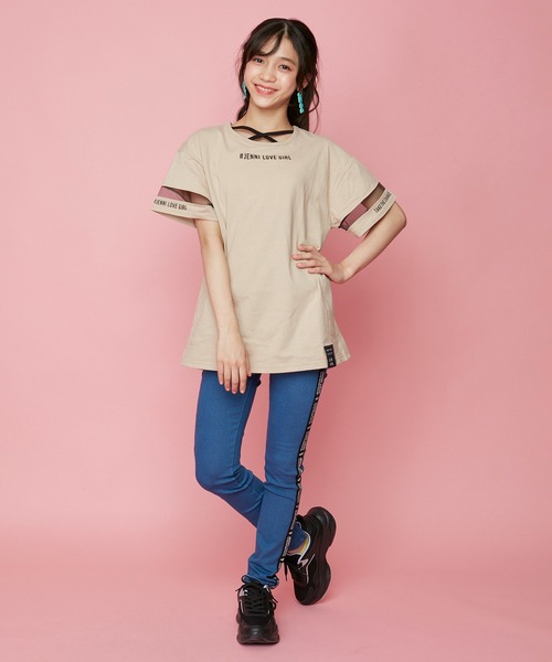 JENNI love(ジェニィラブ)の「テープロゴデニムレギパン(デニムパンツ・キッズ・ブルー/ネイビー・130cm/140cm/150cm/160cm)」の5枚目の写真