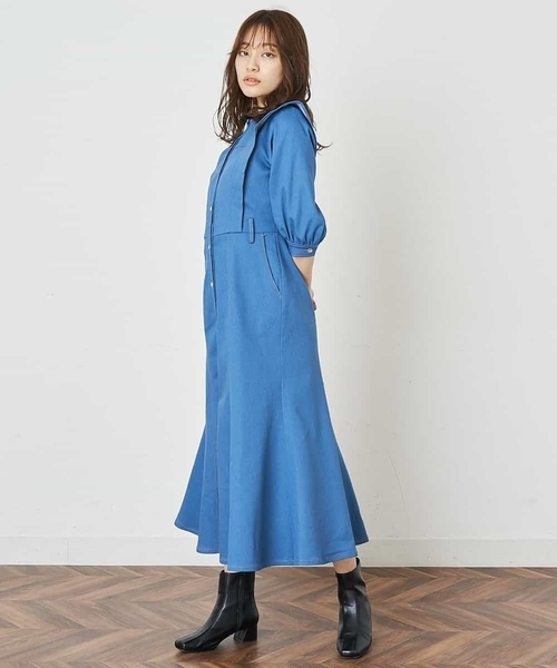 A de a.v.v(アードアー・ヴェ・ヴェ)の「デニムマーメイドワンピース(ワンピース・レディース・ネイビー・SMALL/MEDIUM)」の2枚目の写真