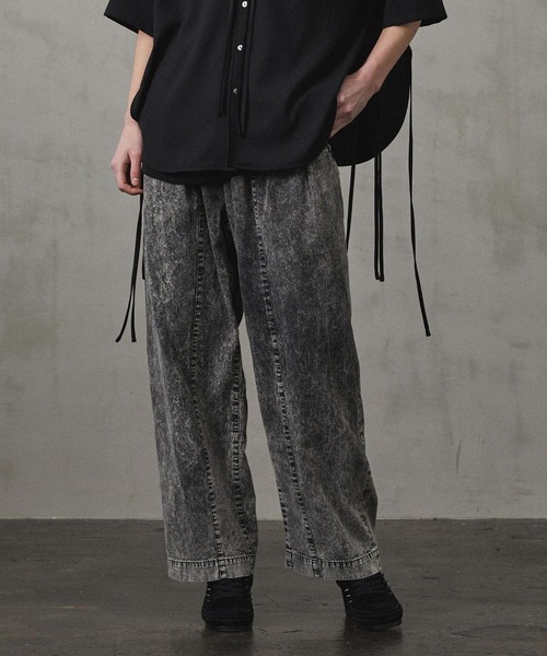 SHAREEF（シャリーフ）の「6.5oz DENIM WIDE PANTS（デニムパンツ・メンズ・ブラック/インディゴブルー/ブラック系その他/ケミカルウォッシュ・1/2/3）」の17枚目の写真