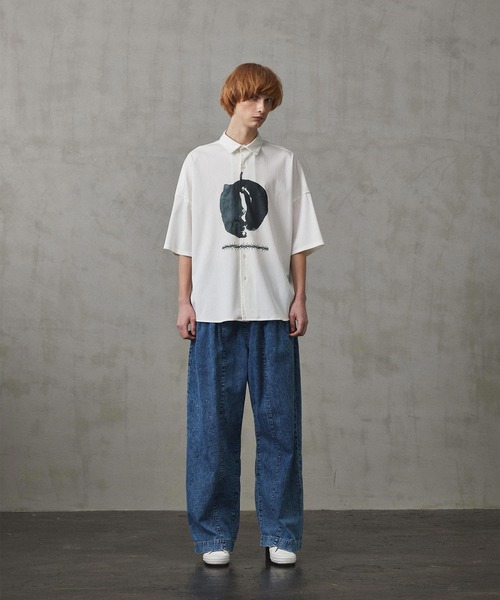 SHAREEF（シャリーフ）の「6.5oz DENIM WIDE PANTS（デニムパンツ・メンズ・ブラック/インディゴブルー/ブラック系その他/ケミカルウォッシュ・1/2/3）」の14枚目の写真