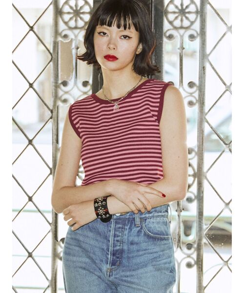 jouetie（ジュエティ）の「2WAYノースリニット【サマーニット/ベスト】（ニット/セーター・レディース・ブラック/レッド/ブルー・MEDIUM）」の3枚目の写真