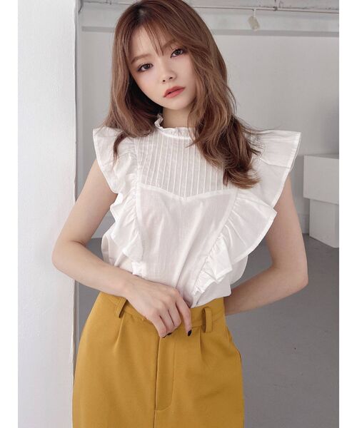 RESEXXY(リゼクシー)の「ピンタックデザインラッフルブラウス(シャツ/ブラウス・レディース・ホワイト/ブラック/ピンク・FREE)」の5枚目の写真