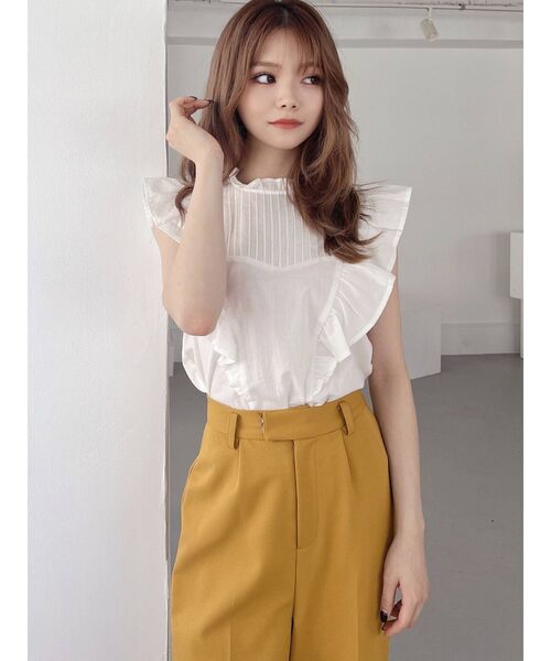 RESEXXY(リゼクシー)の「ピンタックデザインラッフルブラウス(シャツ/ブラウス・レディース・ホワイト/ブラック/ピンク・FREE)」の6枚目の写真