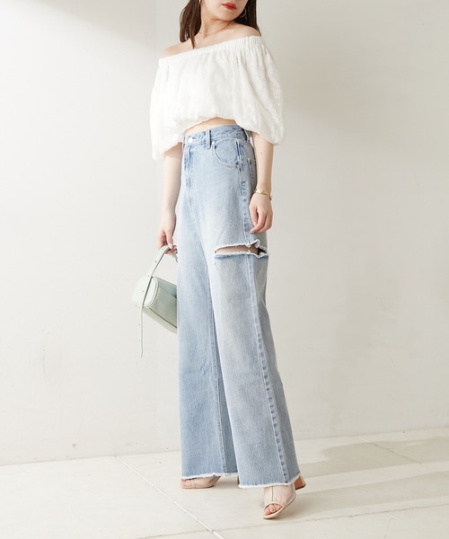 Chico（チコ）の「【新色追加】バックリボンシアーバルーンオフショルブラウス（シャツ/ブラウス・レディース・ブラック系その他2/ホワイト/グリーン系その他5/ブラック/カーキ/ピンク・FREE）」の10枚目の写真