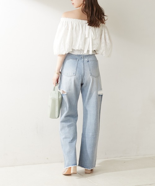 Chico（チコ）の「【新色追加】バックリボンシアーバルーンオフショルブラウス（シャツ/ブラウス・レディース・ブラック系その他2/ホワイト/グリーン系その他5/ブラック/カーキ/ピンク・FREE）」の12枚目の写真