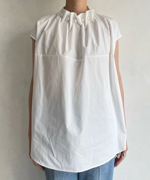 DouDou(ドゥドゥ)の「【WEB限定】BIGパールネック半袖ブラウス(シャツ/ブラウス・レディース・ホワイト/ブラック・FREE)」の7枚目の写真