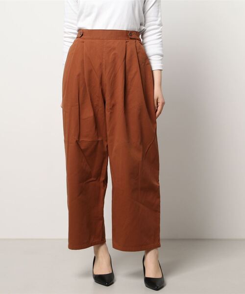Samansa Mos2（サマンサ モスモス）の「ツイルウエストタブストレートパンツ（その他パンツ・レディース・ブラウン/カーキ/オレンジ/キナリ・ﾌﾘ-）」の2枚目の写真
