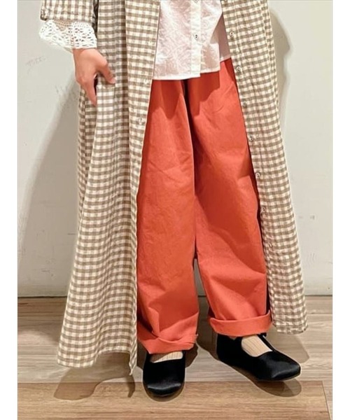 Samansa Mos2（サマンサ モスモス）の「ツイルウエストタブストレートパンツ（その他パンツ・レディース・ブラウン/カーキ/オレンジ/キナリ・ﾌﾘ-）」の4枚目の写真