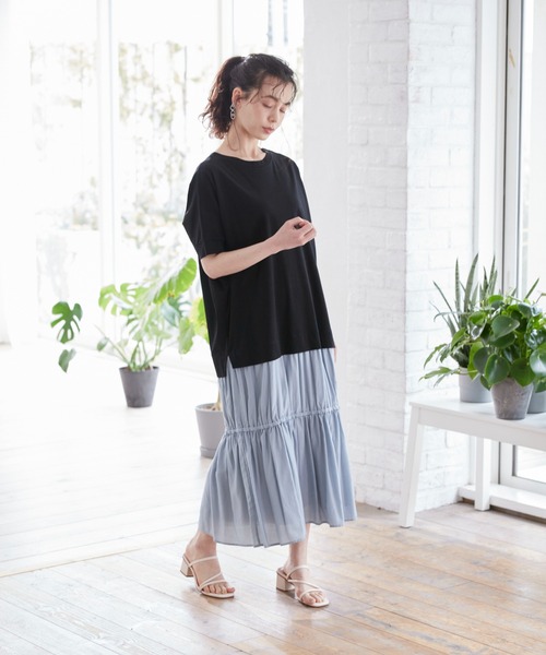 INED CLARO（イネドクラロ）の「ドッキングプルオーバーワンピース（ワンピース・レディース・ブラック/ブルー/アイボリー・フリー）」の9枚目の写真