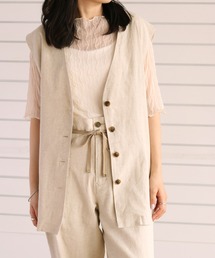cepo | リネンレーヨン ストレッチベスト　セットアップ可能(ベスト)