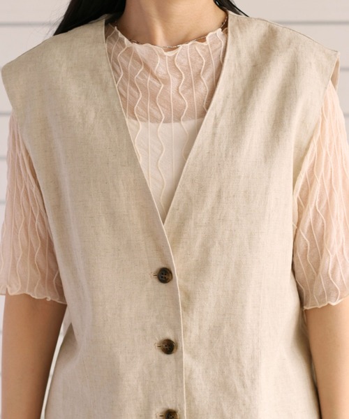 cepo（セポ）の「リネンレーヨン ストレッチベスト　セットアップ可能（ベスト・レディース・オフホワイト/ブラック・M）」の11枚目の写真